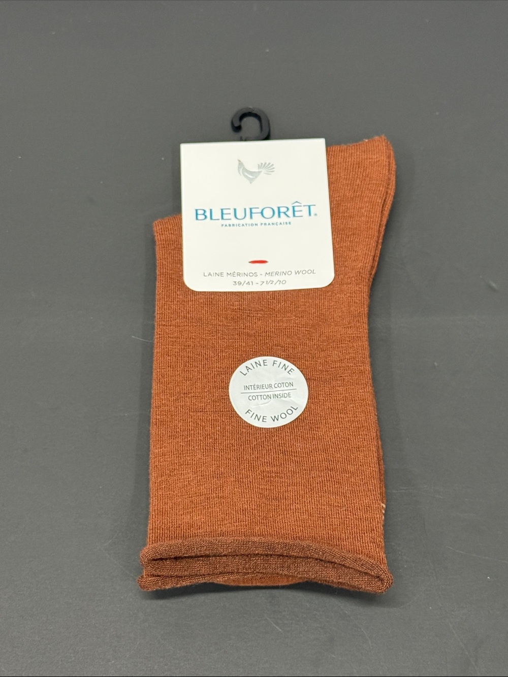 Women's Merino Wool Roll Top with Cotton Lining Socks - Rust